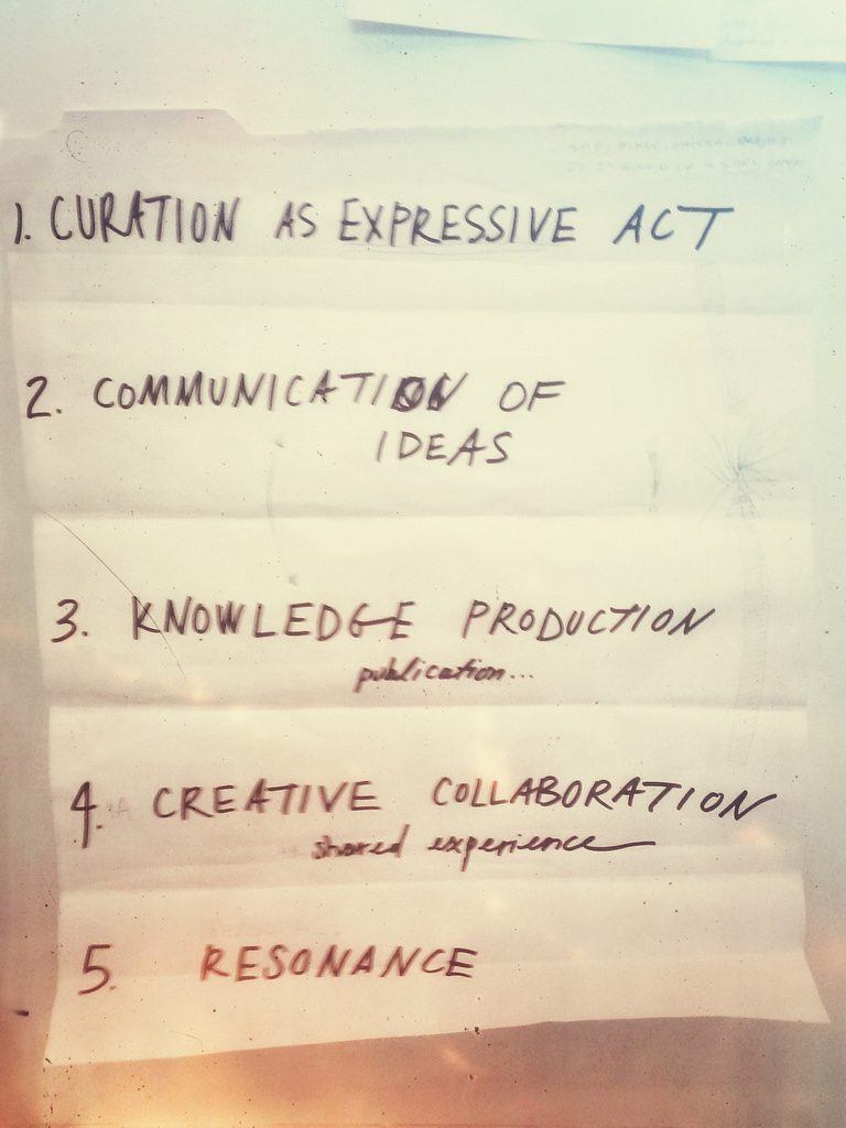 Principles of Curation, written by participants of the Beautiful Data workshop at Harvard. Photograph by Neal Stimler.