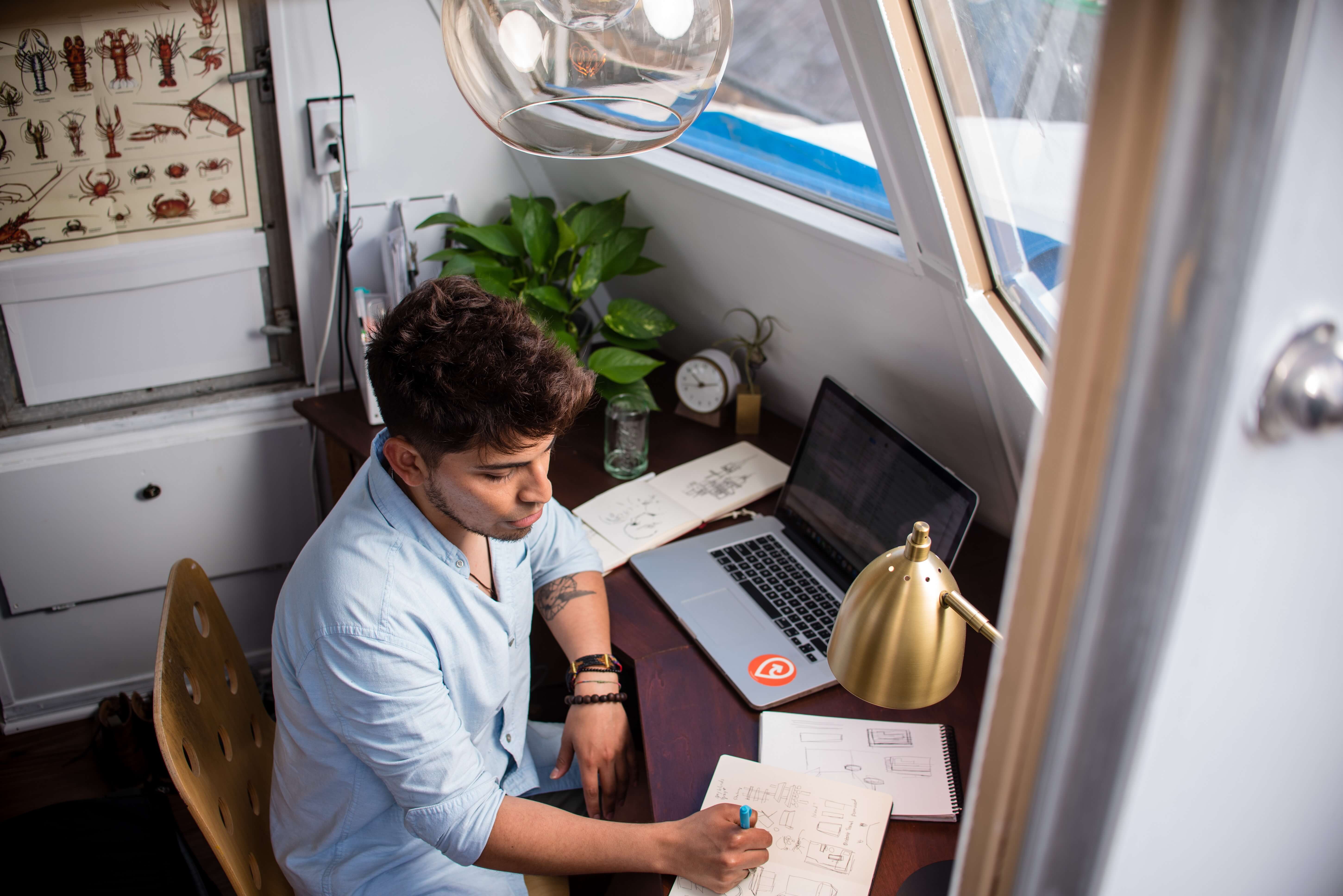 man working on laptop