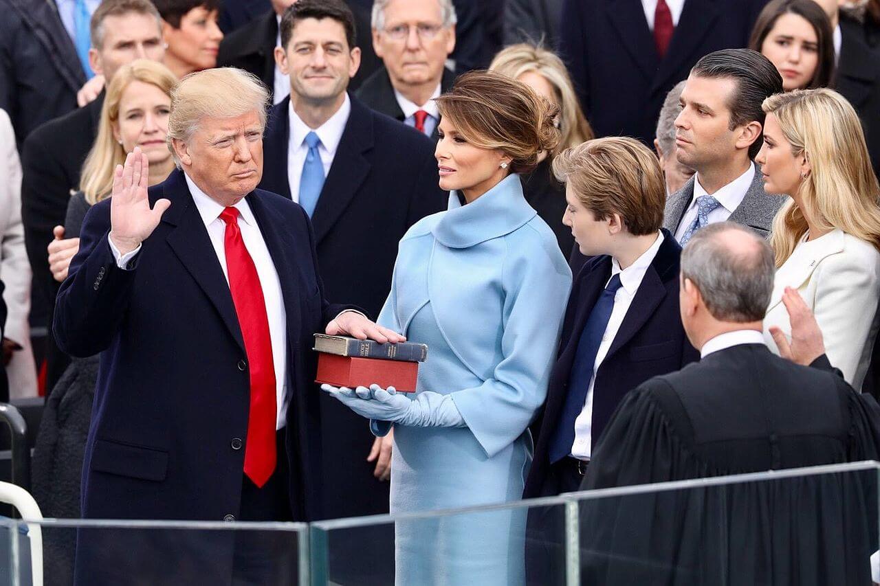 Donald Trump taking the oath of office