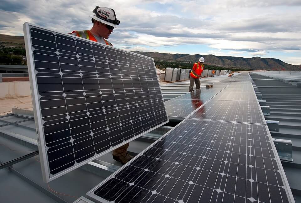 Installation of solar panels, renewable energy future