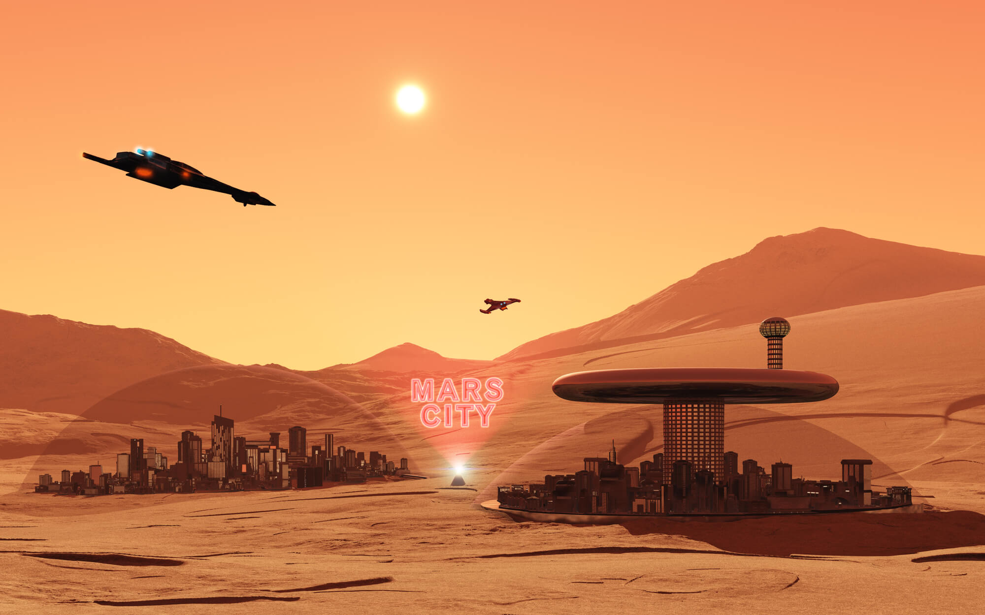 An artist's depiction of Mars City. 