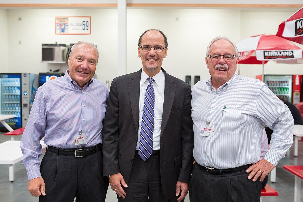 Craig Jelinek with Jim Sinegal and Secretary of Labor Thomas Perez.