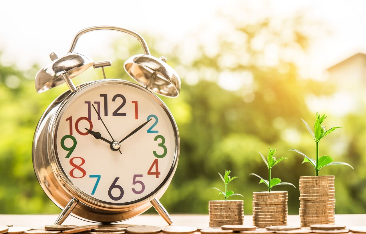 clock and coins