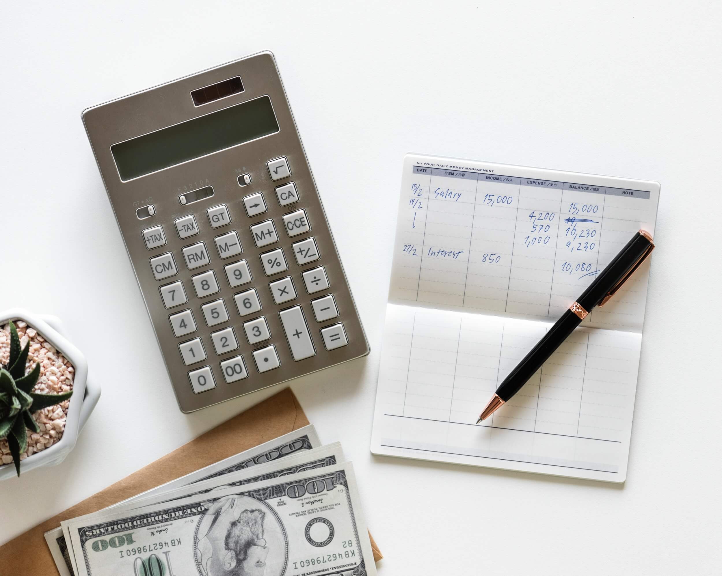 bank book and calculator