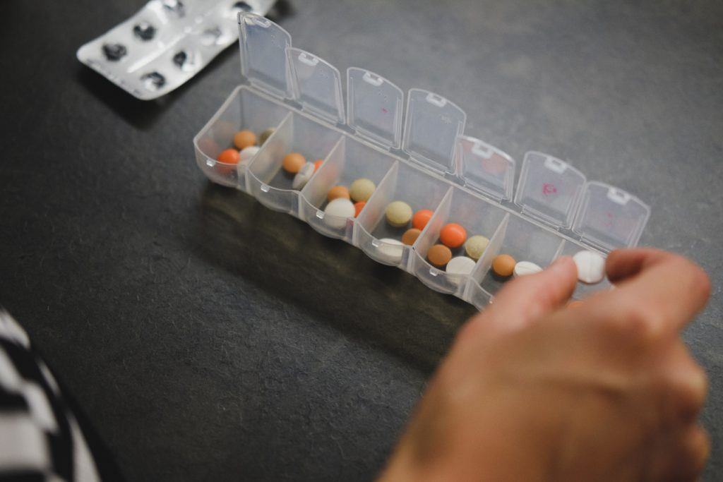 This picture shows cancer drugs in a portable container.