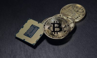 This picture show a bitcoin and a processor, represent crypto services