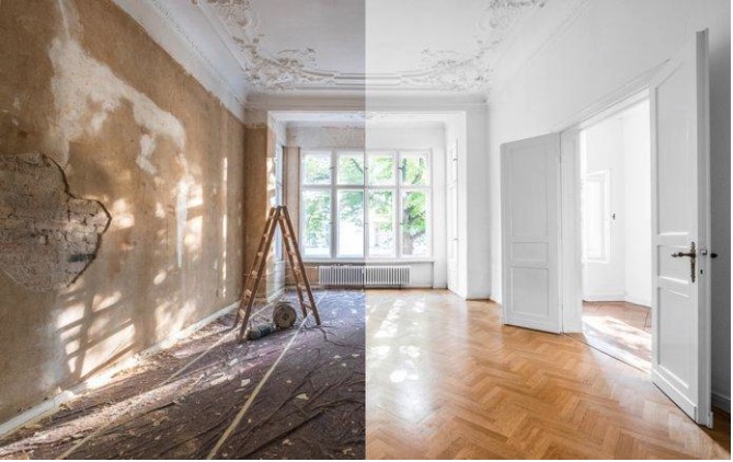 This picture show an apartment renovation in Europe.