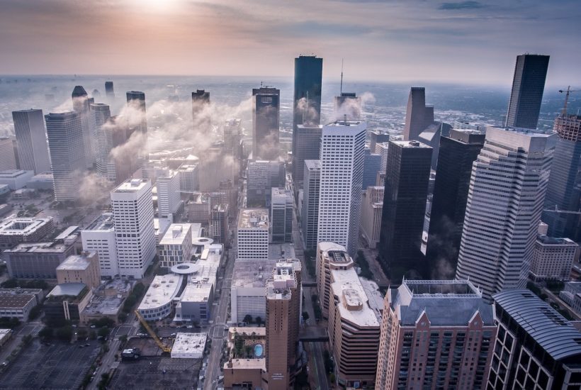 This picture show a city from the air.