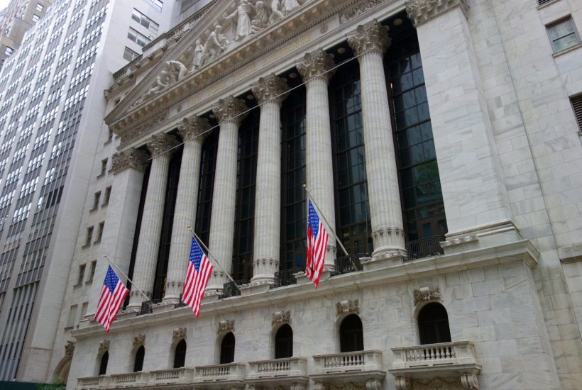 This picture show Wall Street where the Dow Jones stock market is.