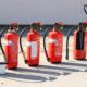 This picture show many fire extinguishers.
