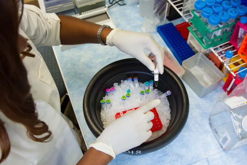 This picture show a scientist doing some experiments.