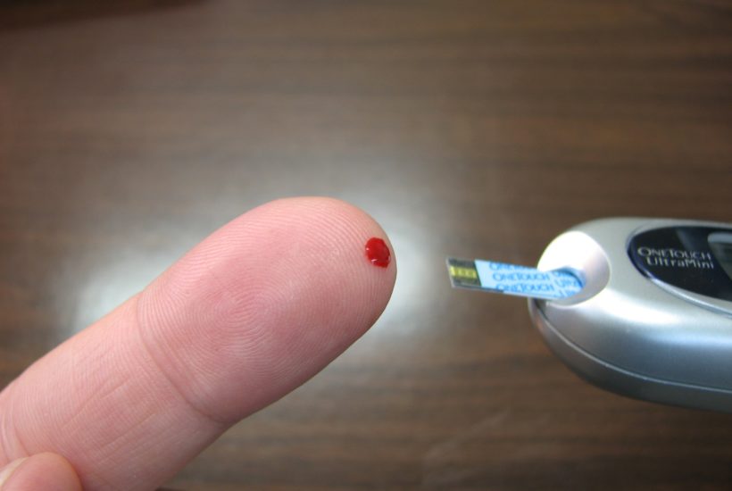 This picture show a person checking their blood.
