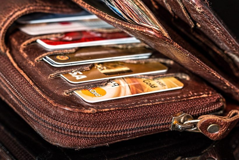 This picture show a wallet with some credit cards.